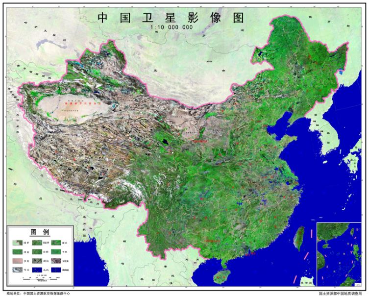 中国卫星影像图 (前往下载高清图)